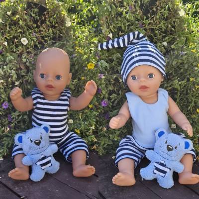 Stickdatei Set Sommer Puppenkleidung für 36cm Baby Puppe – Hose, Oberteil, Mütze & Teddy von Design-by-Jasmina