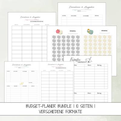 Budget-Planer Bundle – Sparchallenge, Fixkosten- & Einnahmen-Ausgaben-Übersicht Alles in einem Paket