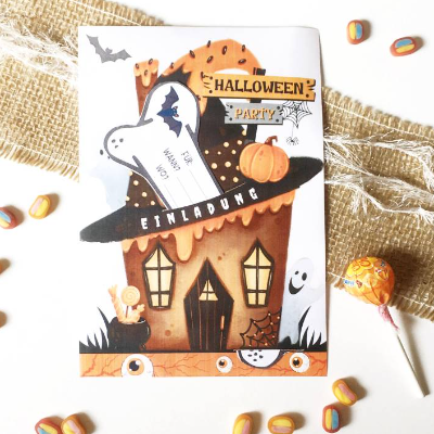 Druckvorlage Halloween, Einladung Halloween-Party, Einladungskarte, Knochen, Kindergeburtstagseinladung, Bastelvorlage