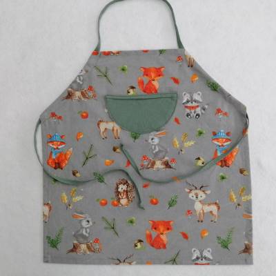 Backschürze, Malschürze für Kinder 2 -6 Jahre, 100% Baumwolle, verstellbar
