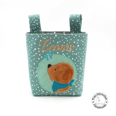 Lenkertasche für Laufrad, Roller & Dreirad – Hund & Schmetterling, wasserabweisend gefüttert