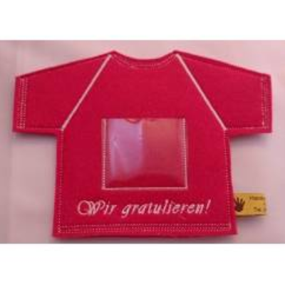 Flaschen Shirt Wir gratulieren – Personalisiertes Geschenk für Piccolos, Miniweinflaschen