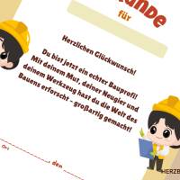 Digitale Kinderurkunde Bauprofi – A4 PDF zum Ausdrucken, Radlader & Handwerker Thema Bild 6