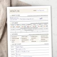 Menüplan Vorlage PDF | Essensplaner zum Ausdrucken | Wochenplan Essen Familie | Meal Planner Küche | 3 Farben Download A Bild 2