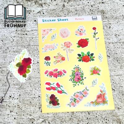 Rosensticker aus Stickerpapier oder Stickervinyl, romantische Aufkleber mit Rosen