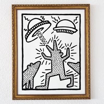 Radiant Frogs - Keith Haring inspiriert, New York, Popart, Keith Haring, Original, Acrylgemälde auf Leinwandkarton