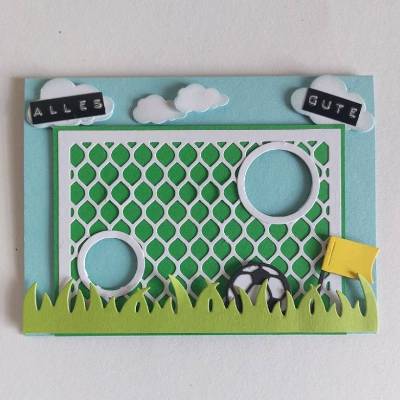 Glückwunschkarte, Geburtstagskarte, Fußballkarte, Torwand, für Fußballfans