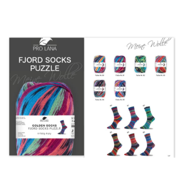 Pro Lana Fjord Socks Puzzle – Sockenwolle 100g, Norweger-Effekt, 6 Farben