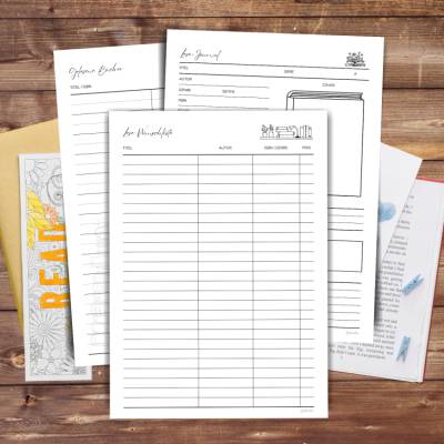 Lesejournal + Bücherlisten | 3-seitiges Vorlagen-Bundle zum Ausdrucken | Lesetagebuch, Wunschliste & Leseliste PDF