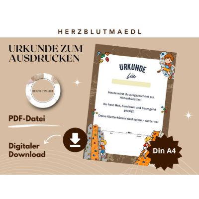 Kinderurkunde Kletterhalle – Personalisiert, Motivation & Spaß | Sofort-Download DIN A4