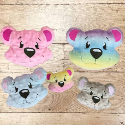 Stickdatei Teddy Bär Kopf In the Hoop Kissen Set – 5 Größen mit Anleitung