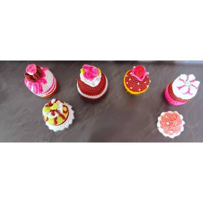 Cupcakes Torte  7 Törtchen gehäkelter Kuchen Kinderküche Kaufmannsladen