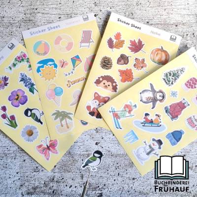 Stickerbogen Jahreszeiten – Papiersticker & Vinylsticker 11,5x17,3 cm für Planer & DIY