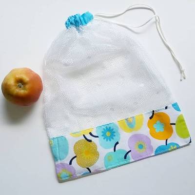 Obstnetz Äpfel und Birnen – Baumwolle & Mesh, plastikfrei, waschbar, verschiedene Größen, Obstbeutel