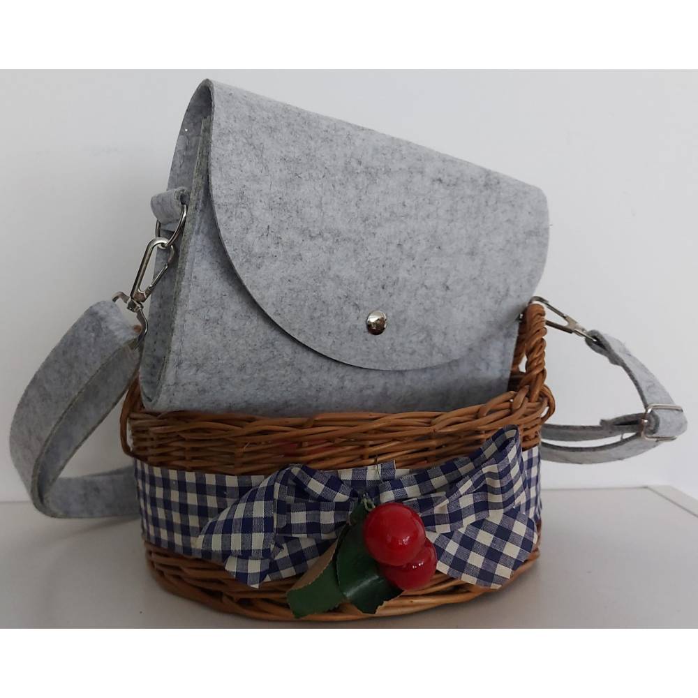 Filztasche Ella Bag in hellgrau * elegante Umhängetasche* Rohling Bild 1