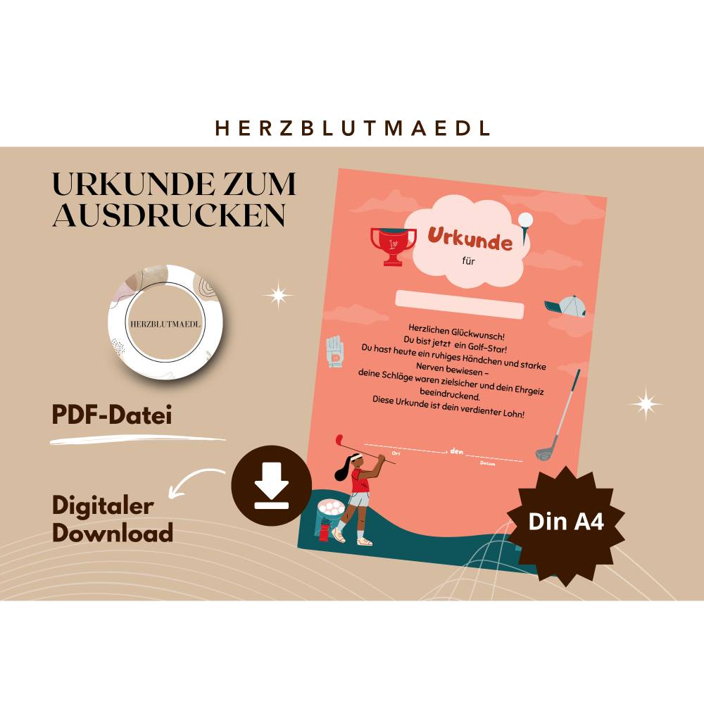 Kinder-Urkunde im Golf-Design – perfekt für Kindergeburtstag & Sportveranstaltungen Bild 1