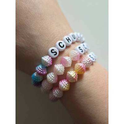Personalisierbares Schulkind-Armband • 3D‑Kuppelperlen • Geschenk zur Einschulung • Einschulungsarmband Mädchen & Jungen