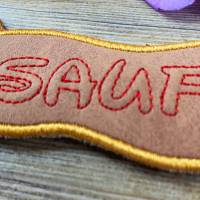 Stickdatei 3D-Anhänger SAUFMUDDI, Maschinenstickerei, Stickmuster mit Trapunto-Effekt, 3D-Stick, Lesezeichen Bild 3