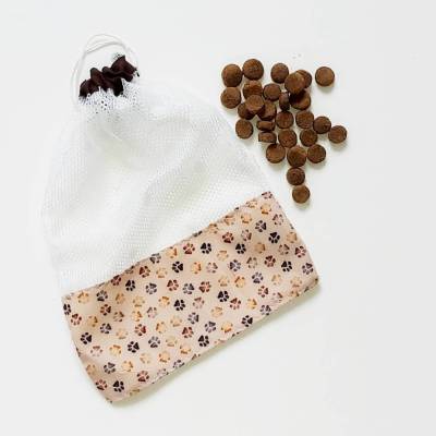 Leckerchenbeutel für Hundekekse & Katzenleckerli, Trockenfutter nachhaltig & unverpackt einkaufen, Einkaufsnetz Pfoten