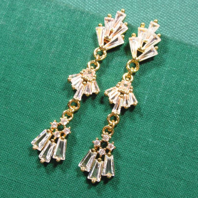 Ohrringe KRISTALLHÄNGER Art Déco Stil mit Strasssteinen (2422)