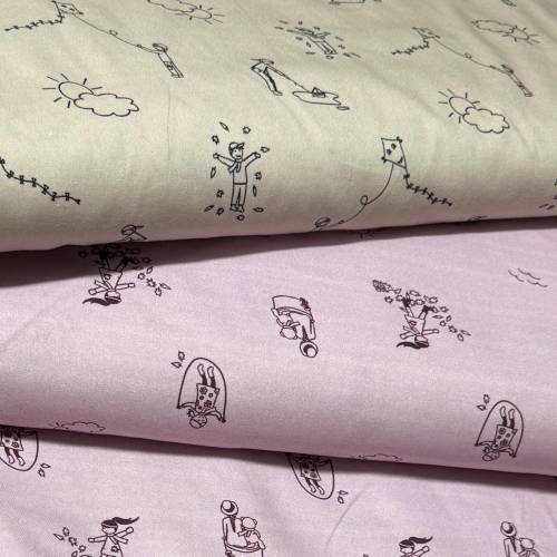 Baumwolle - spielende Kinder - verschiedene Farben - Hanabi