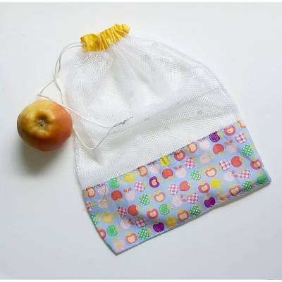 Obstbeutel & Apfelnetz aus Baumwolle & Mesh – plastikfrei, waschbar, verschiedene Größen, Obstnetz