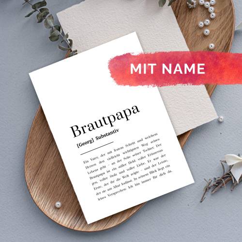 Brautpapa Definition Karte personalisiert – Emotionales Geschenk für den Vater der Braut zur Hochzeit