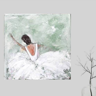 Ballerina abstrakte Malerei – handgemaltes Acrylbild Balletttänzerin auf Leinwand Unikat