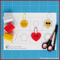 Bastelvorlagen für Reflektoren Taschen Anhänger mit fröhlichen Gesichtern Bild 3