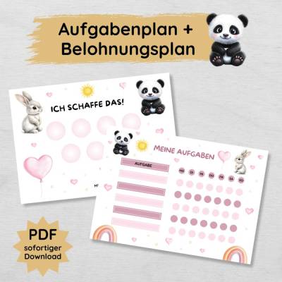 Mädchen Wochen Aufgabenplan und Belohnungsplan für Kinder zum Ausdrucken, PDF Kinder Routineplan