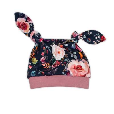 Knotenmütze Zipfelmütze Blumen Aquarell Baby Mädchen - Geschenk Geburt Sommer