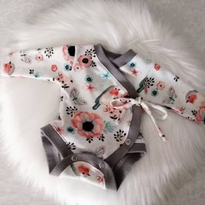 Handgemachter Wickelbody für Frühchen & Reborn Baby | Größe 38/40 | Rotkehlchen 
