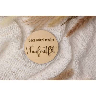 Mein Taufoutfit Meilensteinkarte aus Holz – Perfektes Andenken zur Taufe, 10cm, Foto-Accessoire