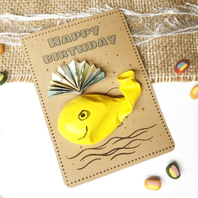 Druckvorlage Geldgeschenk, Happy Birthday, Glückwunschkarte zum Geburtstag, Wal, Geburtstag to go, Pottwal