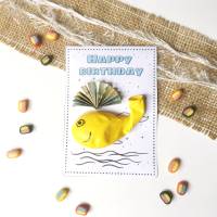 Druckvorlage Geldgeschenk, Happy Birthday, Glückwunschkarte zum Geburtstag, Wal, Geburtstag to go, Pottwal Bild 6