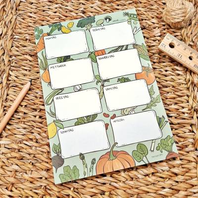 A5 Wochenplaner für Mahlzeiten | Essensplanung | Kochplaner Notizblock | Süßes Gemüse-Design, 50 Seiten