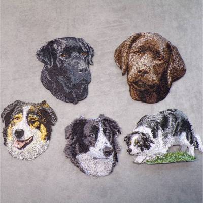 Australian Shepherd Border Collie Labrador Hunde Patch Aufnäher – Gestickt & zum Aufbügeln – Verschiedene Designs