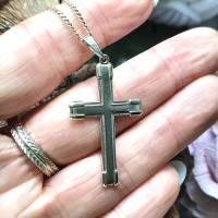 Altes Silberkreuz mit Kette aus 835 Silber – Vintage Schmuck Unisex Bild 2