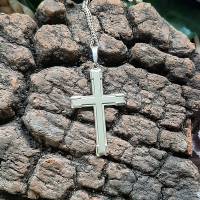 Altes Silberkreuz mit Kette aus 835 Silber – Vintage Schmuck Unisex Bild 3