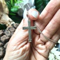 Altes Silberkreuz mit Kette aus 835 Silber – Vintage Schmuck Unisex Bild 5