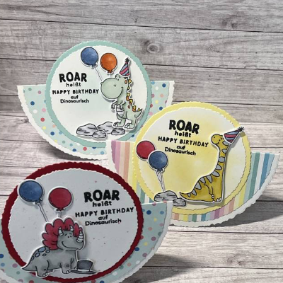 Geburtstagskarten Dino „Happy Birthday“ Schaukelkarte Glückwunschkarten Kinder Grußkarten Handmade Stampin‘ Up!