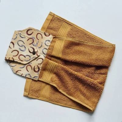 Gästehandtuch Frottee, Hufeisen – Geschenk für Pferdefreunde, Hängehandtuch für Pferde-Küche & Pferdestall, Ofenhandtuch