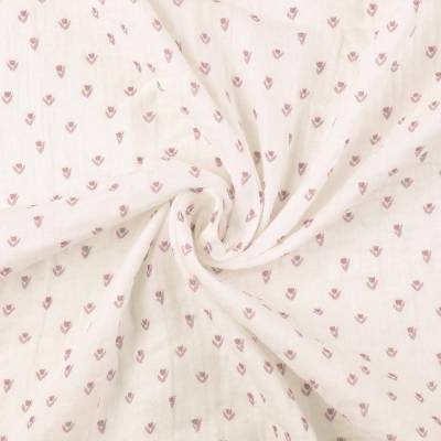 Musselin Double Gauze Baumwolle Blätter Blumen weiß Oeko-Tex Standard 100 (1m/10,00 €)