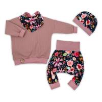 2tlg Set Pullover + Pumphose aus Waffeljersey und Baumwolljersey 