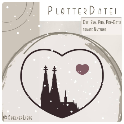 Plotterdatei Kölner Dom im Herzen – Kreatives DIY-Motiv für Köln-Liebhaber