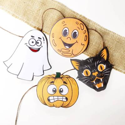 Halloween Papiergirlande Druckvorlage – Bastelvorlage für gruselige Halloween Deko für Kinderparty