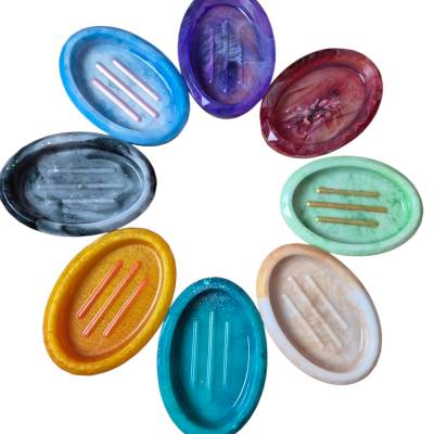 Handgefertigte Seifenschalen aus Epoxidharz,  der Farbklecks für das Badezimmer