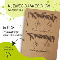 Druckvorlage Frohe Weihnachten, Weihnachtskarte, zum selber ausdrucken, Grußkarte, Mitbringsel, kleine Geschenkidee Bild 2