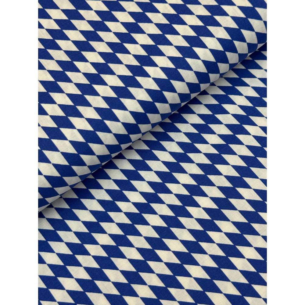 Baumwolle/Webware bayerische Raute, blau/weiß, 15mm
