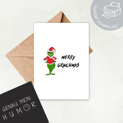 Merry Grinchmas – Lustige Anti-Weihnachtskarte zum Ausdrucken als PDF